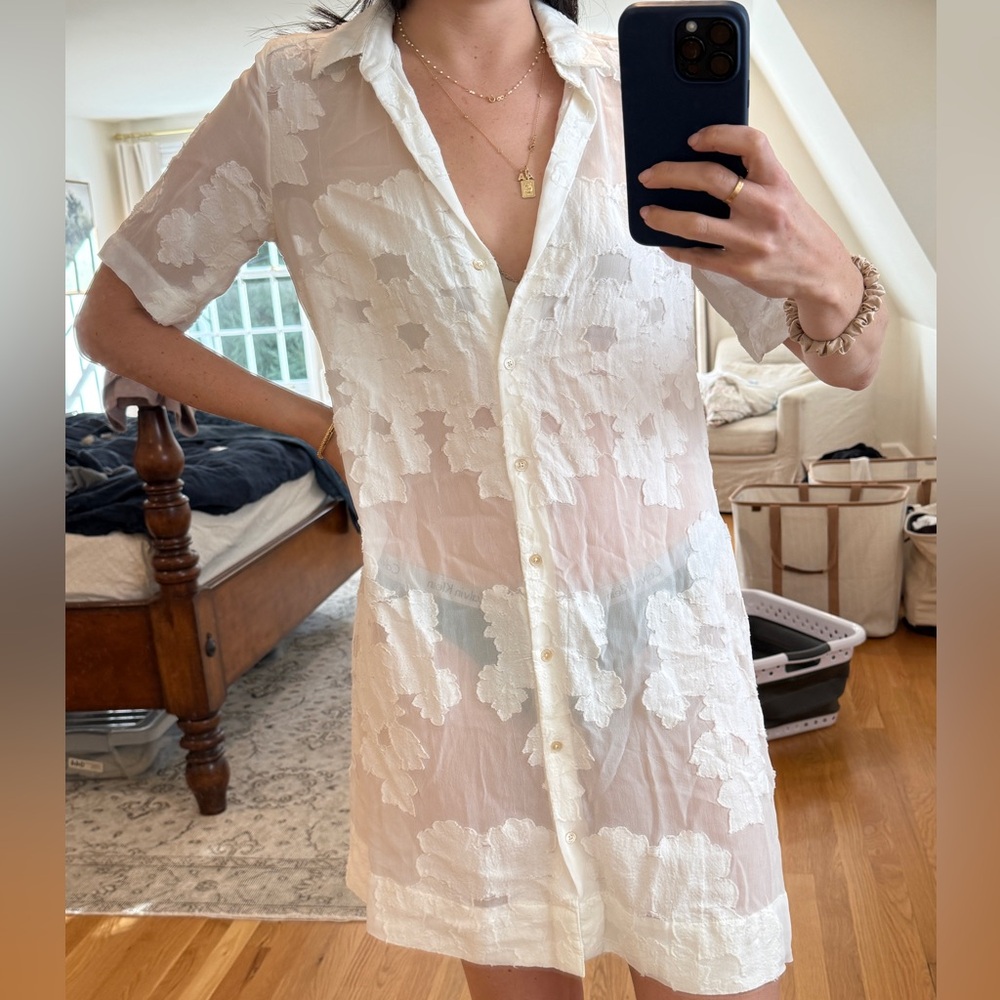 Aritzia Wilfred Off-White floral detail dress